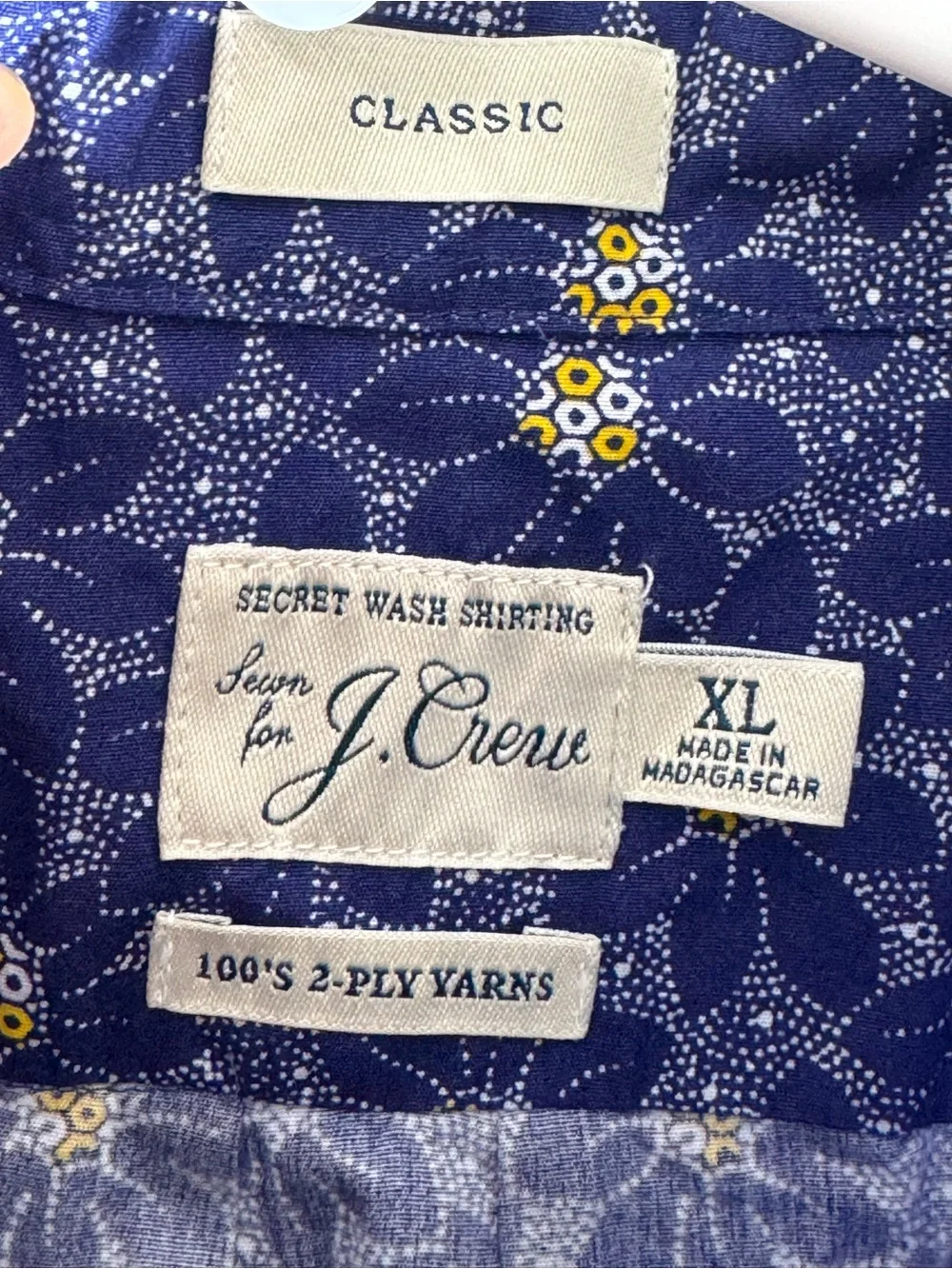 J Crew Shirt Mens Sz XL Classic Short Sleeve Floral Button Down 100s 2 ply Yarn
